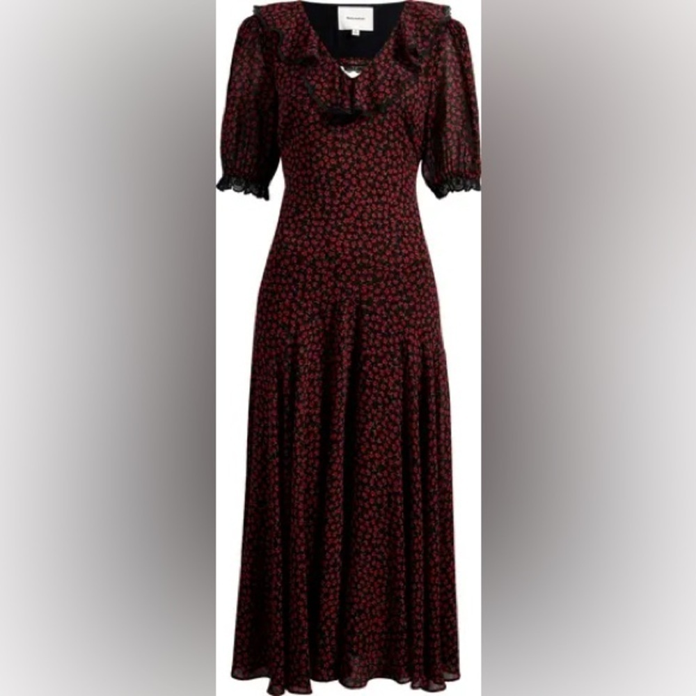 Reformation Eva Lace Trim Dress Maxi Size 12 B3342 - Picture 2 of 3